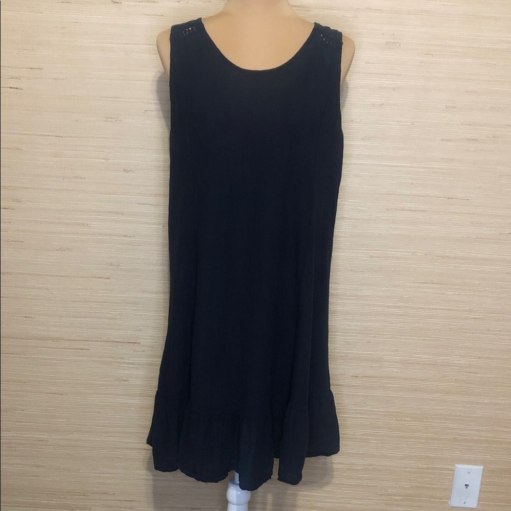 Terzio Millennio Blue Linen Blend Ruffle Hem Sleeveless  Dress size Large